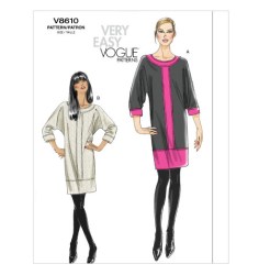 8610 EZ VOGUE JERSEY GIRL STRAIGHT LOOSE BAND DRESS PATTERN 8-14
